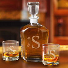 Load image into Gallery viewer, Personalized Decanter Set with 2 Low ball Glasses | JDS