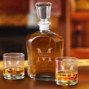 Personalized Decanter Set with 2 Low ball Glasses | JDS
