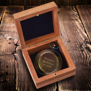 Personalized Antiqued Keepsake Compass with Wooden Box