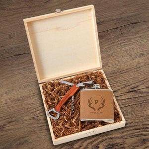 Personalized Kelso Groomsmen Flask Gift Box Set | JDS