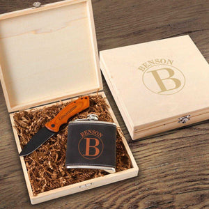 Personalized Kinross Groomsmen Flask Gift Box Set | JDS
