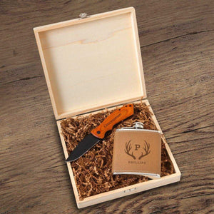 Personalized Hamilton Groomsmen Flask Gift Box Set | JDS