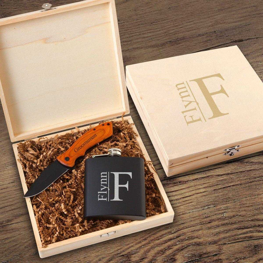 Personalized Edinburgh Groomsmen Flask Gift Box Set | JDS