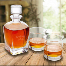 Load image into Gallery viewer, Personalized Antique 24 oz. Whiskey Decanter - Set of 2 Lowball Glasses | JDS