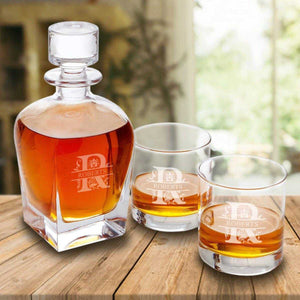 Personalized Antique 24 oz. Whiskey Decanter - Set of 2 Lowball Glasses | JDS