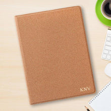 Load image into Gallery viewer, Monogrammed Cork Portfolio with Notepad | JDS