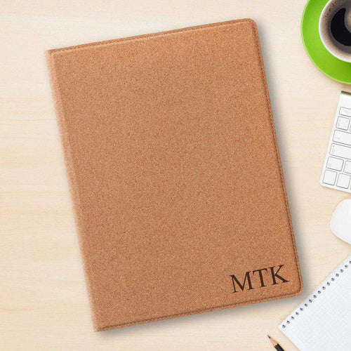 Personalized Portfolio with Notepad - Cork Padfolio | JDS