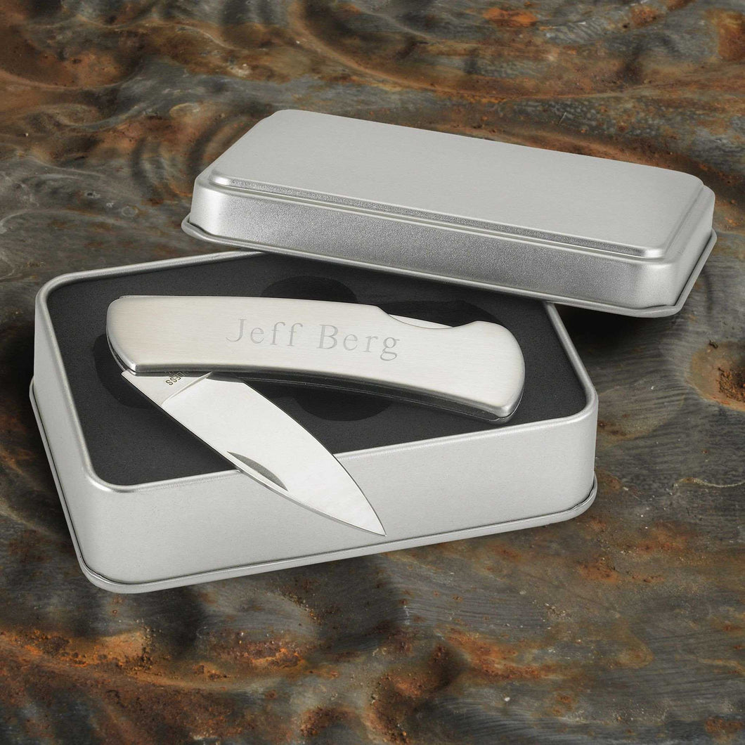 Personalized Stainless Steel Lock-Back Pocket Knife | JDS