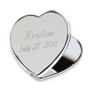 Personalized Compact Mirror - Heart - Silver Plated - Gifts for Her | JDS