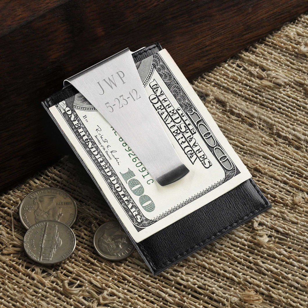 Personalized Wallet - Money Clip - Leather - Credit Card Holder | JDS