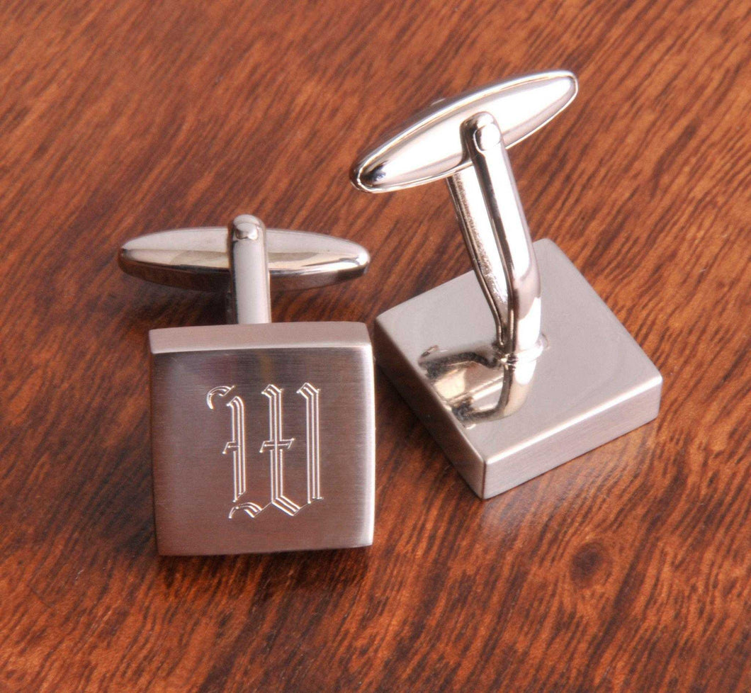 Personalized Cufflinks - Silver - Square - Monogram - Groomsmen Gifts | JDS