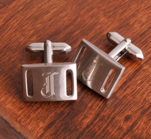Personalized Cufflinks - Marlon - Brushed Silver - Groomsmen Gifts | JDS