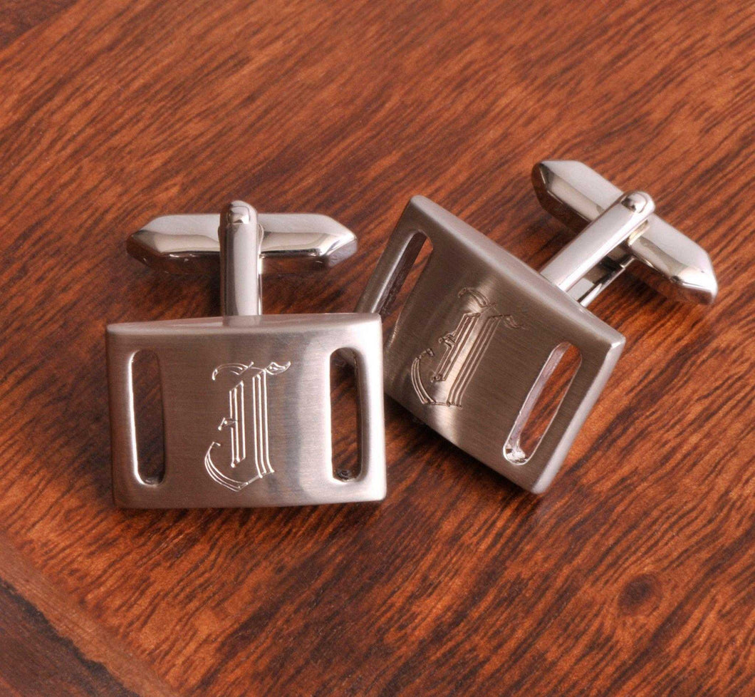 Personalized Cufflinks - Marlon - Brushed Silver - Groomsmen Gifts | JDS