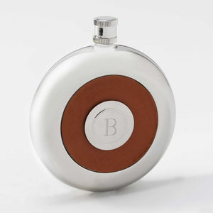 Personalized Leather Flask w/Shot | JDS
