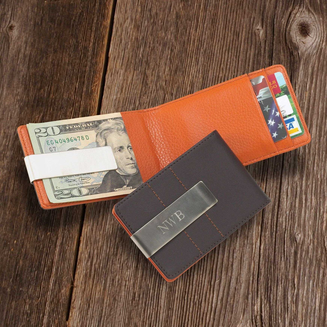 Personalized Wallet - Money Clip - Leather - Monogrammed