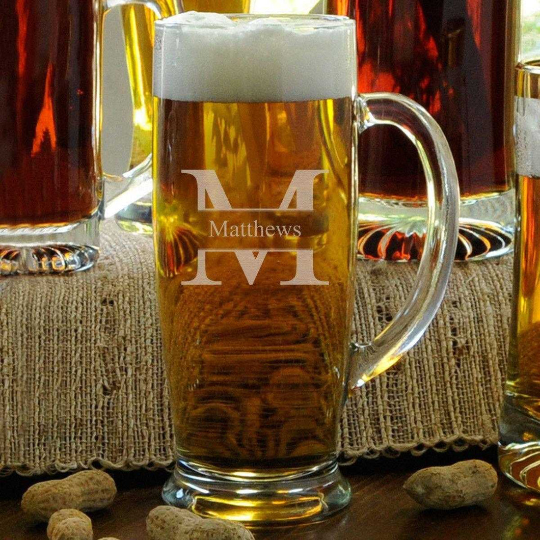 Personalized Beer Mugs - Glass - Slim - Monogrammed - 18 oz. | JDS