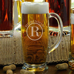 Personalized Beer Mugs - Glass - Slim - Monogrammed - 18 oz. | JDS