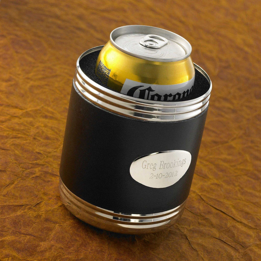 Personalized Can Coolers - Leather - Black - Groomsmen Gifts | JDS