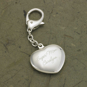 Personalized Keychain - Silver Plated - Heart Shaped - Gifts for Her | JDS
