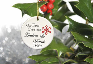 Our First Christmas Personalized Ceramic Ornament for Couples | JDS