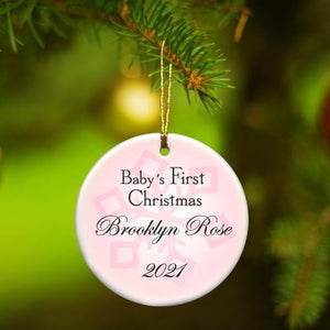 Personalized Baby Girl's First Christmas Ceramic Ornament | JDS