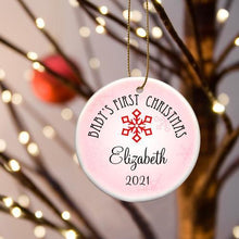 Load image into Gallery viewer, Personalized Baby Girl&#39;s First Christmas Ceramic Ornament | JDS