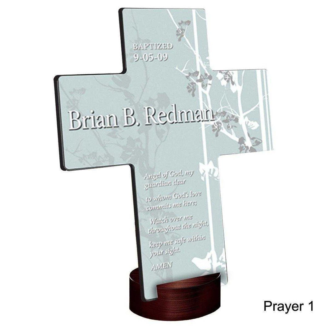 Personalized Faith and Flowers Cross with Stand | JDS