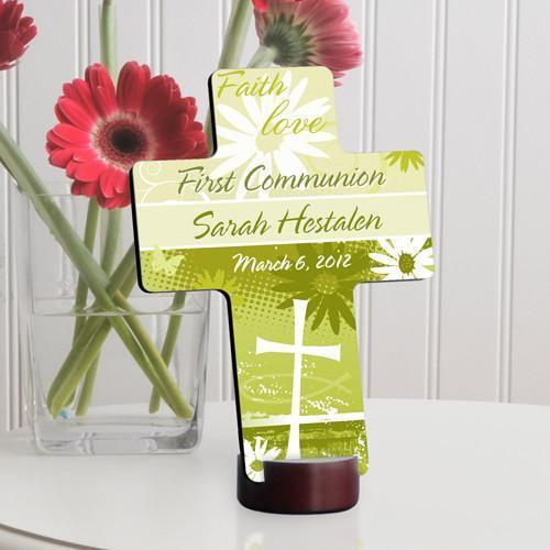 Personalized First Communion Cross-Delicate Daisy Cross | JDS