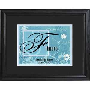 Personalized Coupleâ€™s Name Sign - Framed - Blue | JDS