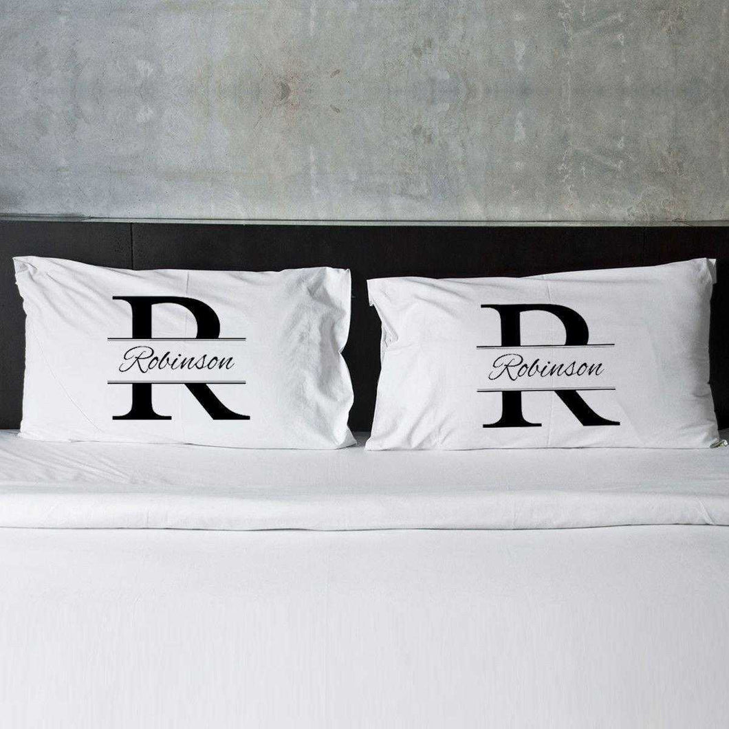 Personalized Stamped Design Couples Pillow Case Set | JDS