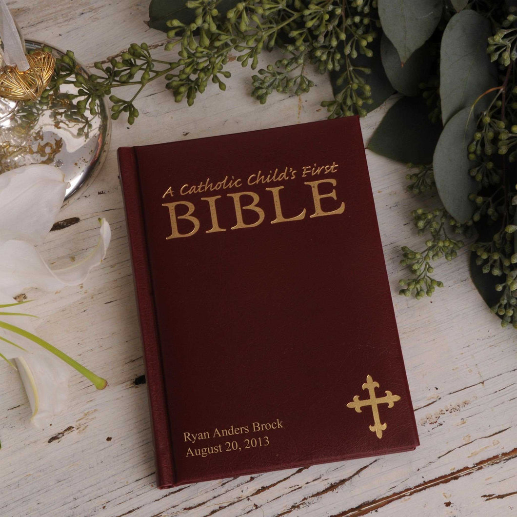 Personalized Bible - Catholic Children's Bible - Burgundy | JDS