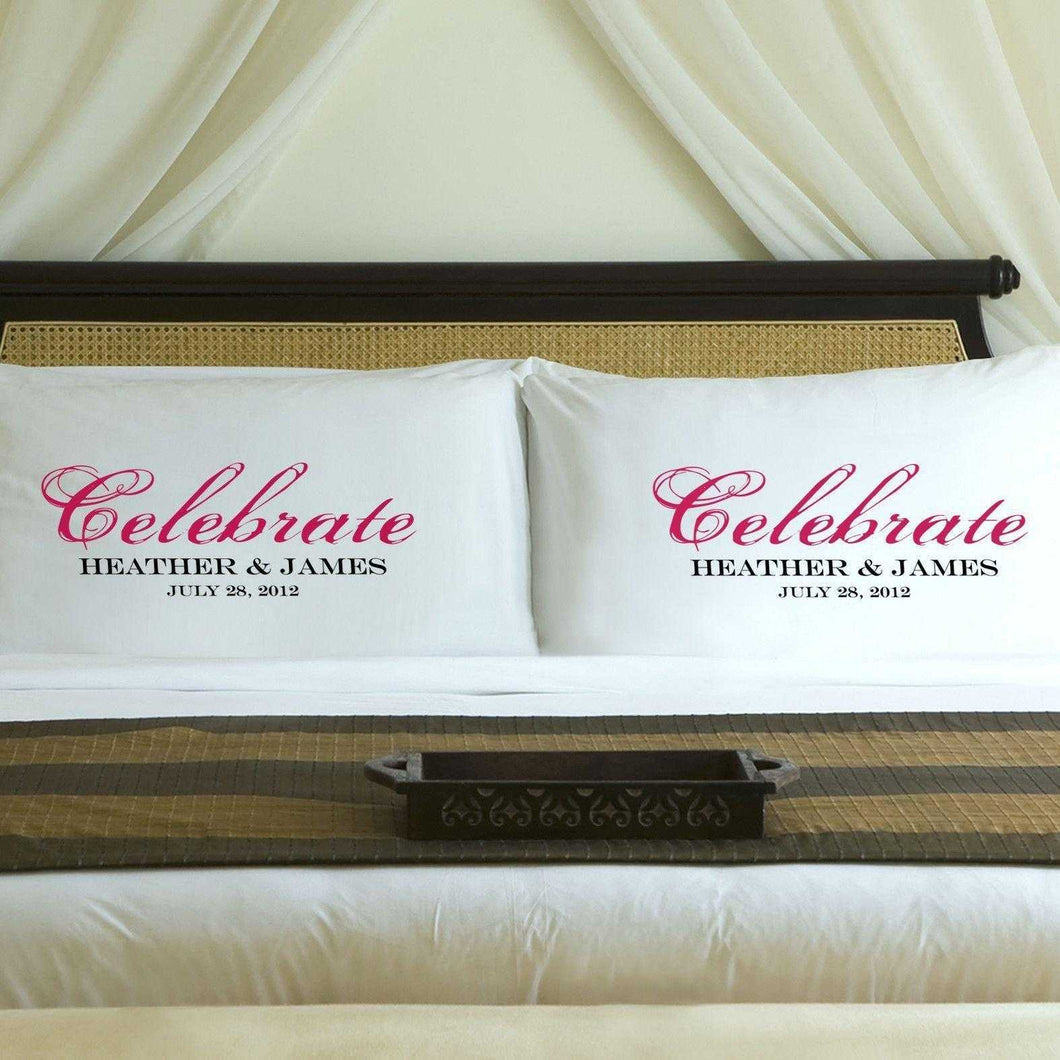 Personalized Celebration Couples Pillow Case Set | JDS