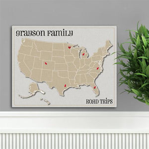 Personalized Family Signs - Travel Map - Canvas Sign | JDS