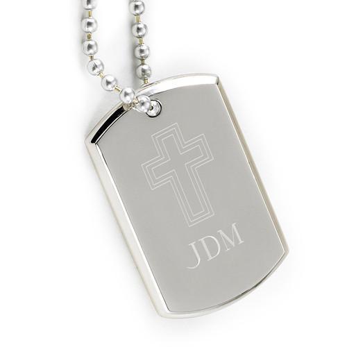 Personalized Small Inspirational Dog Tag w/Engraved Cross | JDS