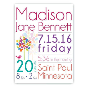 Personalized Baby Girl Announcement Canvas Sign | JDS