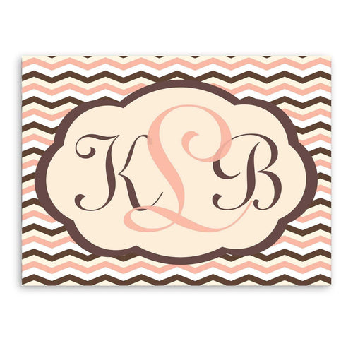Personalized Baby Pink and Brown Chevron Canvas Sign | JDS