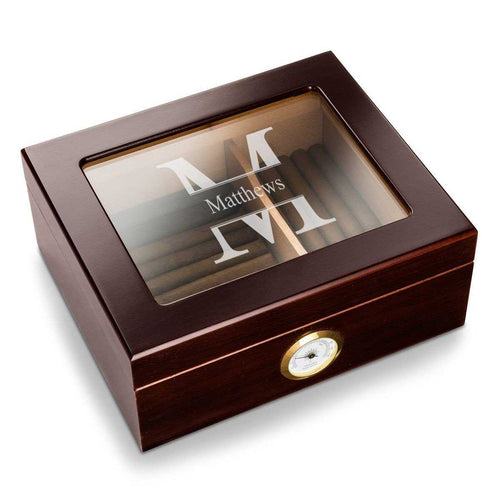 Personalized Humidor - Glass Top - Mahogany | JDS