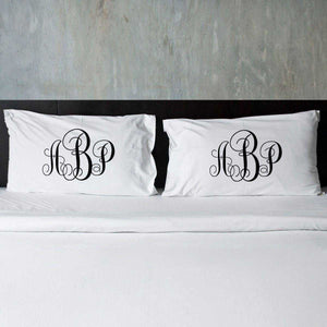 Personalized Interlocking Monogram Pillow Cases for Couples | JDS