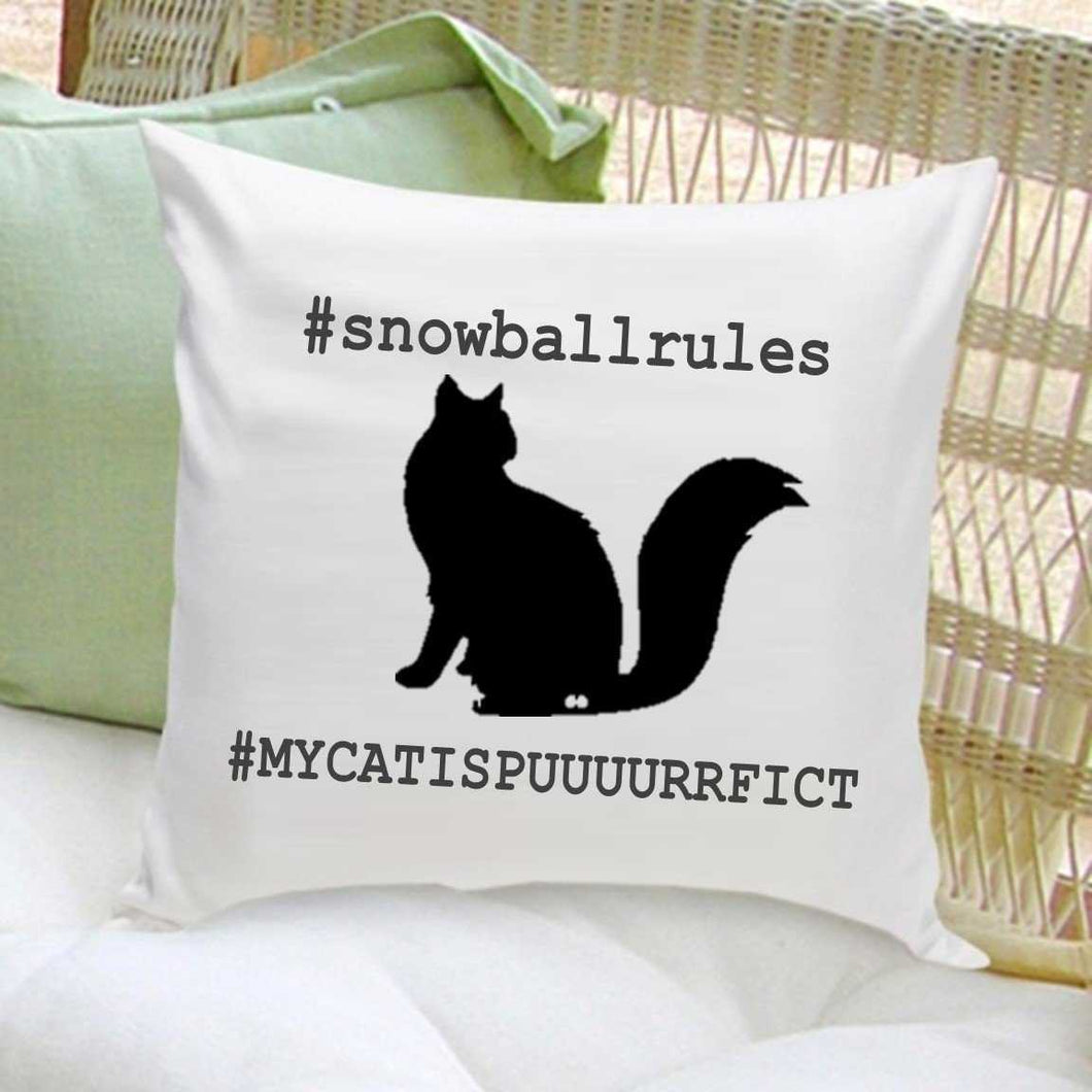 Personalized Cat Silhouette Throw Pillow - Hashtag | JDS