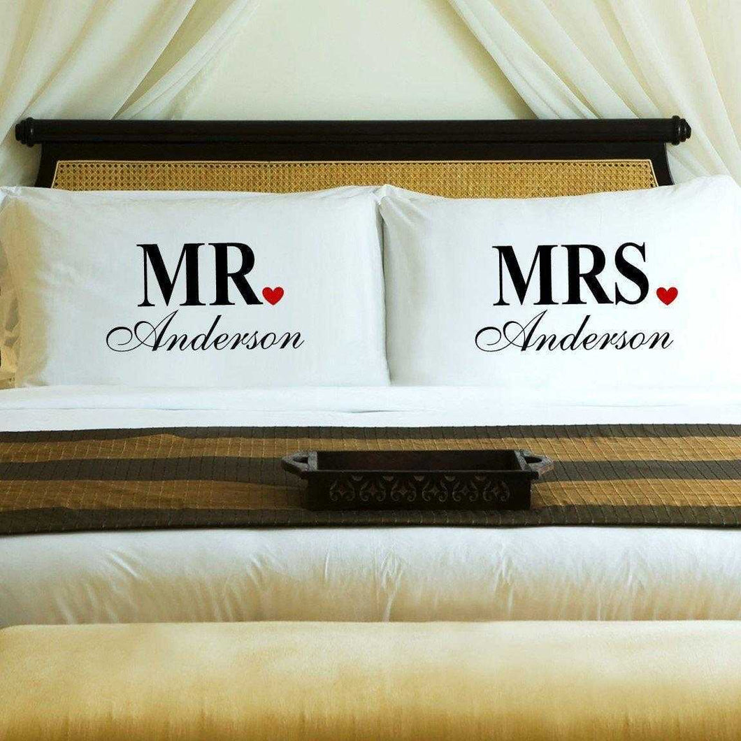 Personalized Couples Pillow Case Set - Mr. & Mrs.