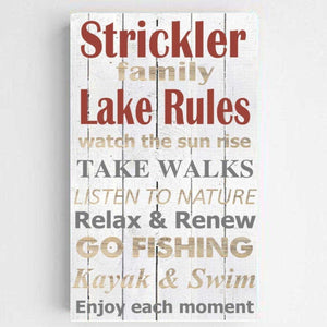 Personalized Lake House Rules Canvas Print | JDS