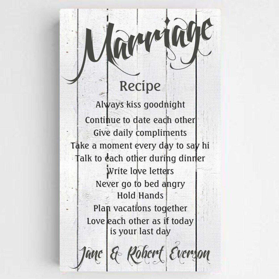Personalized Marriage Recipe Canvas Print | JDS
