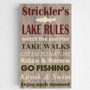 Personalized Lake House Rules Canvas Print | JDS