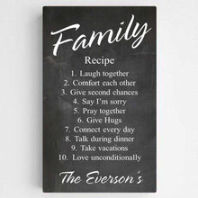 Load image into Gallery viewer, Personalized Family Recipe Canvas Sign | JDS