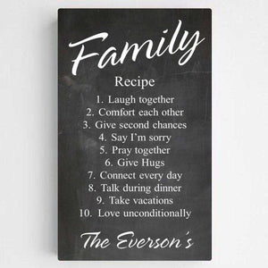 Personalized Family Recipe Canvas Sign | JDS