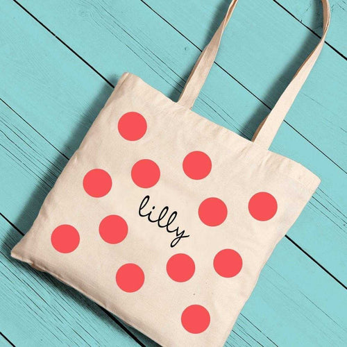 Personalized Girl Canvas Tote-Polka Dots | JDS