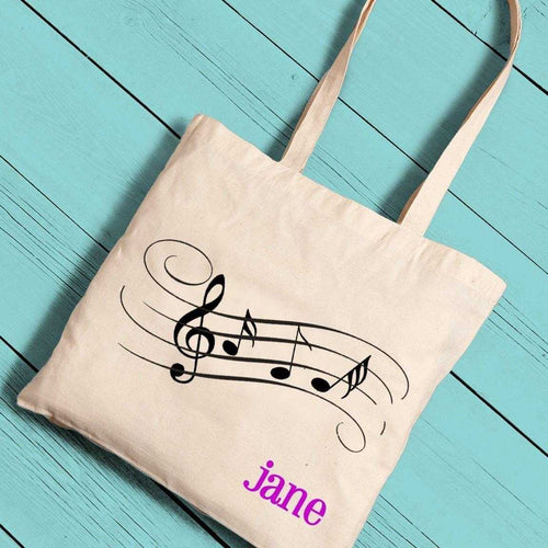 Personalized Tote Bags - Music Notes - Canvas - Lightweight | JDS