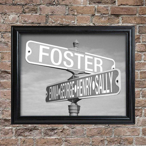 Personalized Signs - Framed - Black & White - Street Sign | JDS