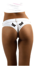 画像をギャラリービューアに読み込む, Custom Personalized Designed Sexy Thong Mini Denim Low Rise Cheeky Hot Pants