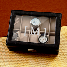 Cargar imagen en el visor de la galería, Personalized Watch Box - Leather - Black - Monogrammed | JDS